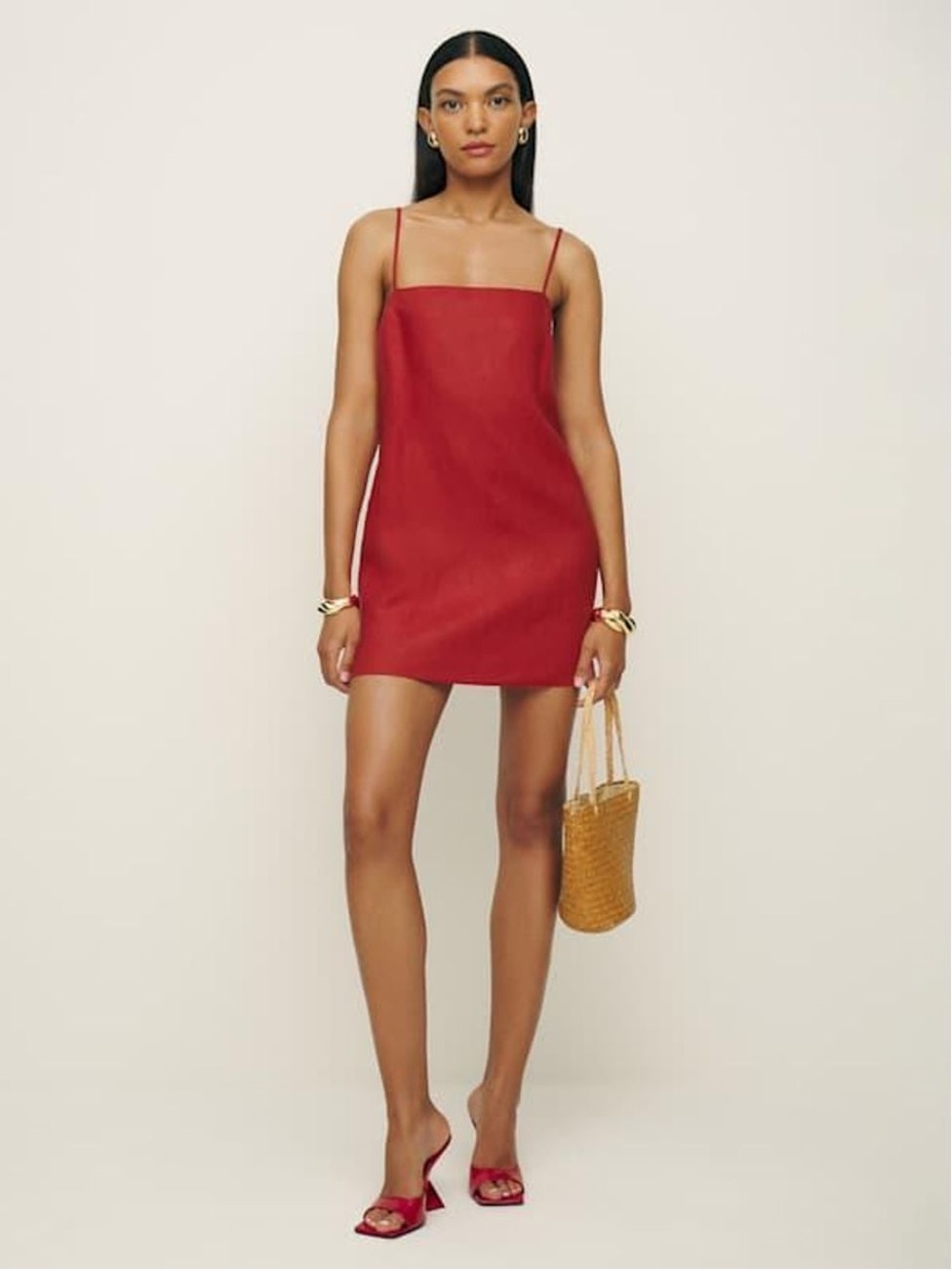 Reformation Aubree Linen dress in sun-dried tomato - size m